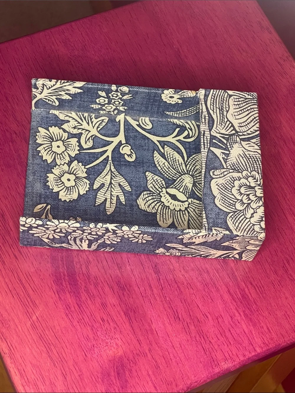 Vintage Pierre Deux Blue Toile Floral Paper or Photo Storage Bin La Declaration